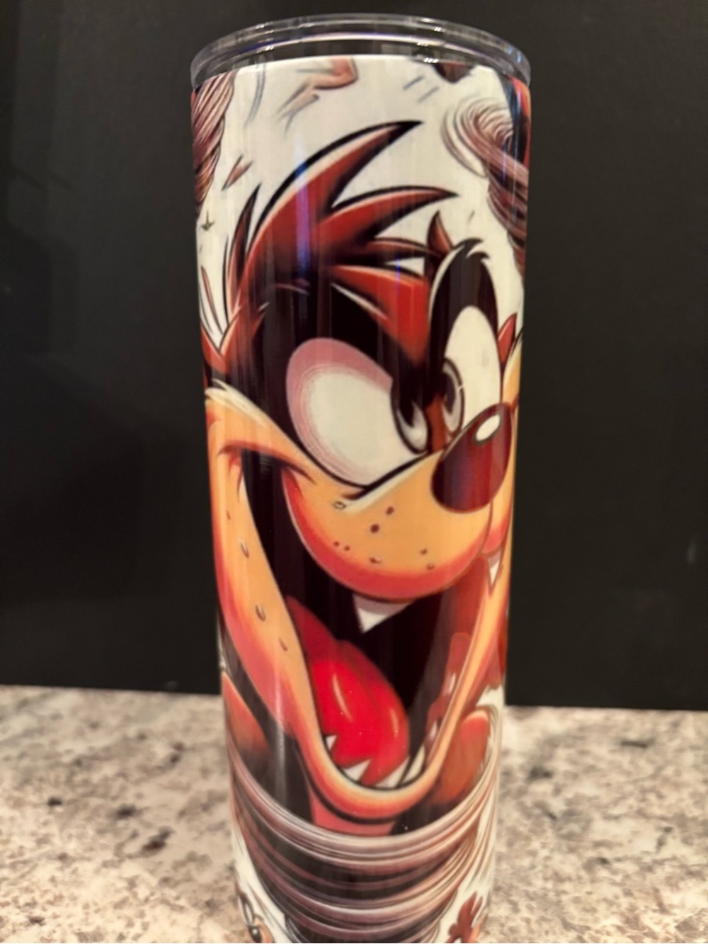 Hand Crafted Red & Black Tasmanian Devil Art Tumbler